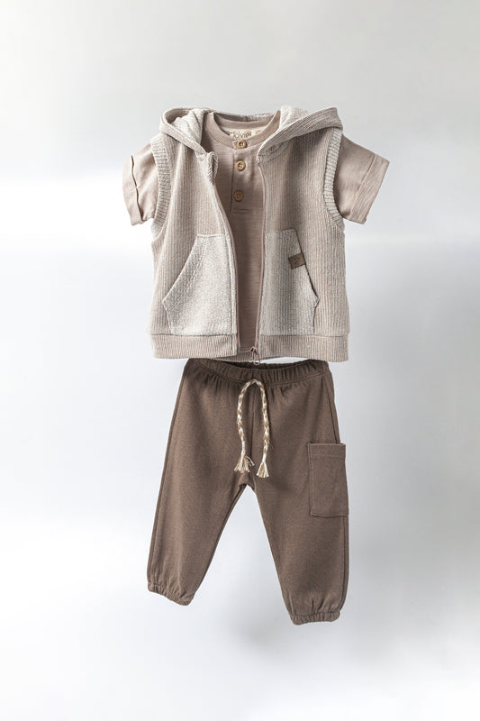 3-teiliges Set aus Weste, Shirt und Hose